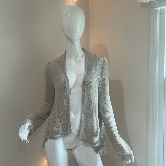 Eileen Fisher Open Knit Linen Waterfall Cardigan - Picture 10 of 10